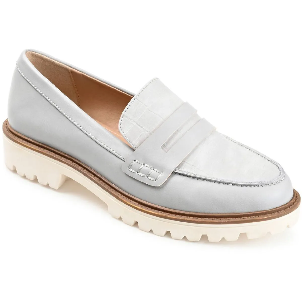 Journee Collection Womens Faux Leather Embossed Loafers