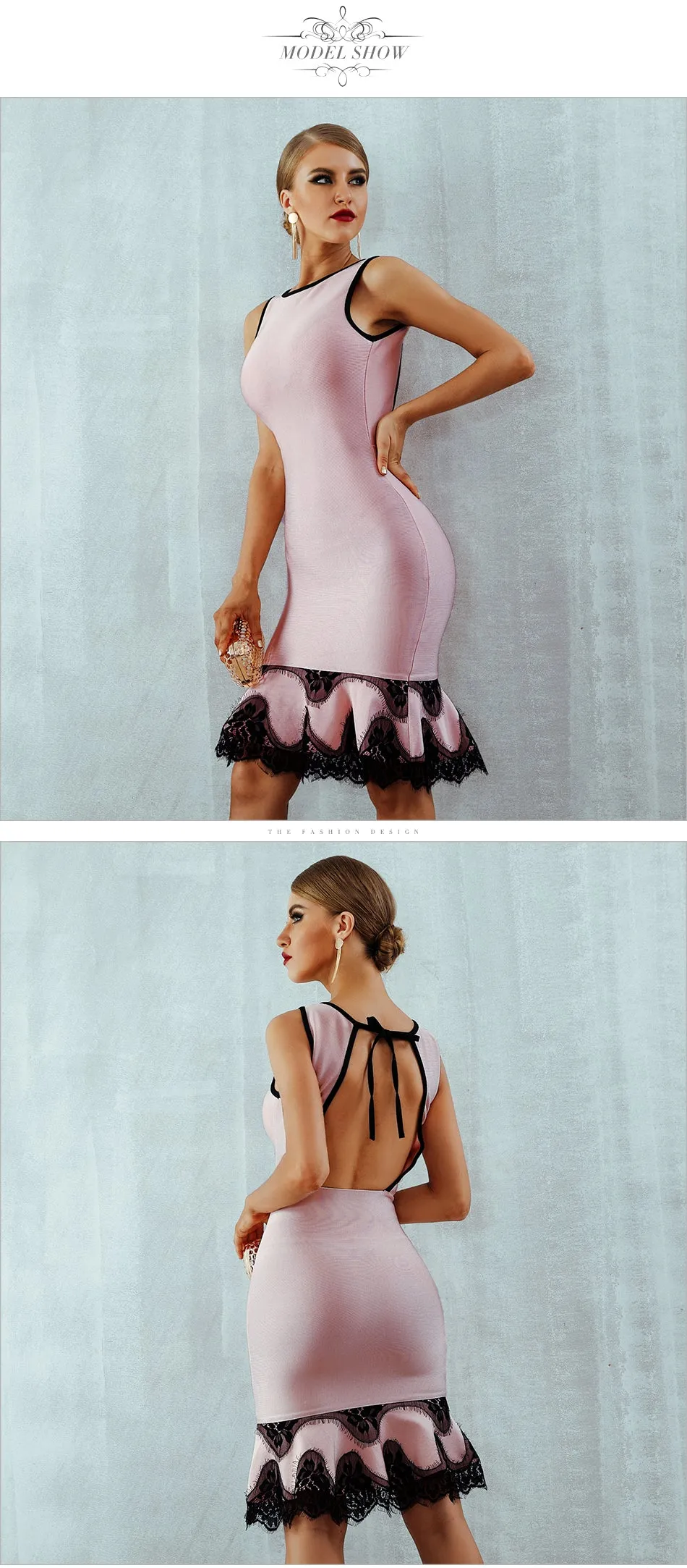 Kelly Klien Pink Lace Up Backless Mermaid Dress