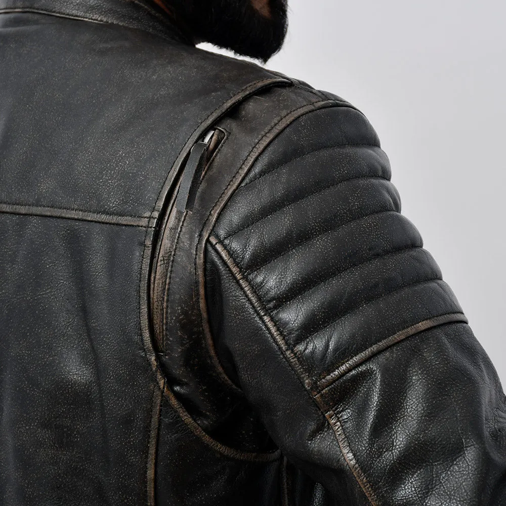 Kings - Men's Motorcycle Leather Jacket (Brown)