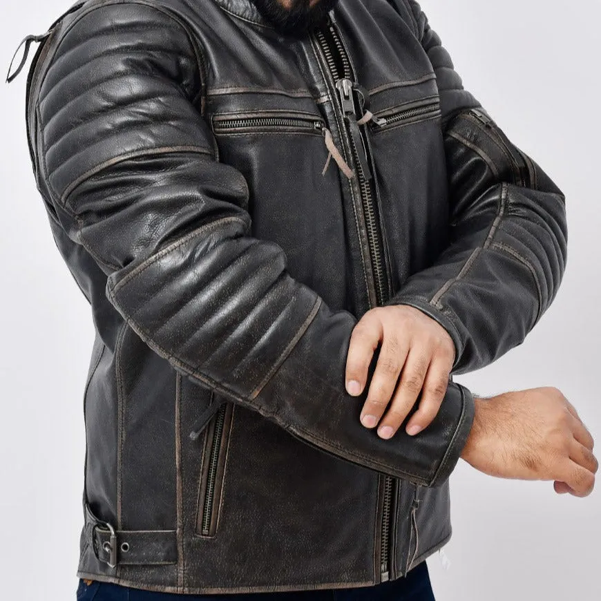Kings - Men's Motorcycle Leather Jacket (Brown)