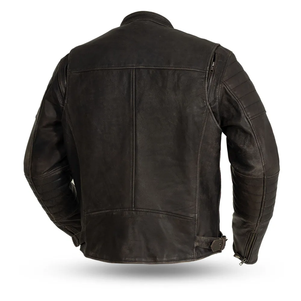 Kings - Men's Motorcycle Leather Jacket (Brown)