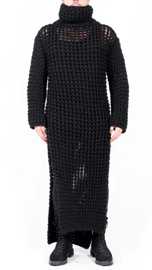 Knitted Semi-Transparent Long Turtleneck