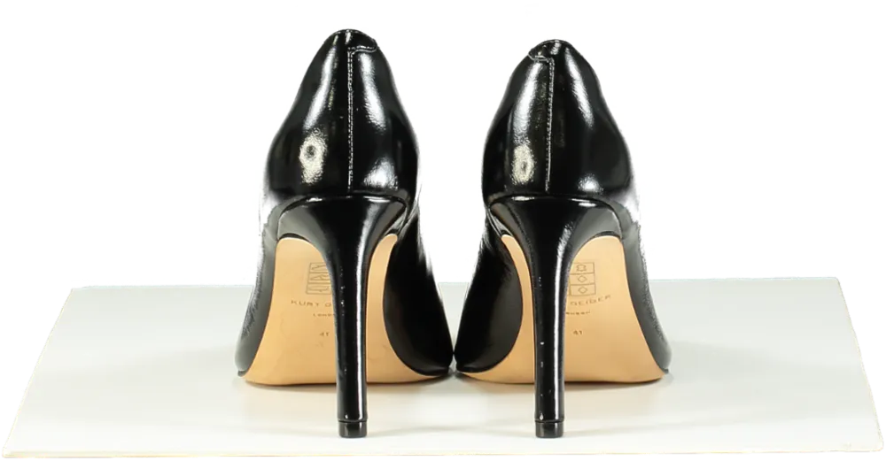 Kurt Geiger Black Patent Leather regent court heel with Gold Cap Toe EU 41 UK 8