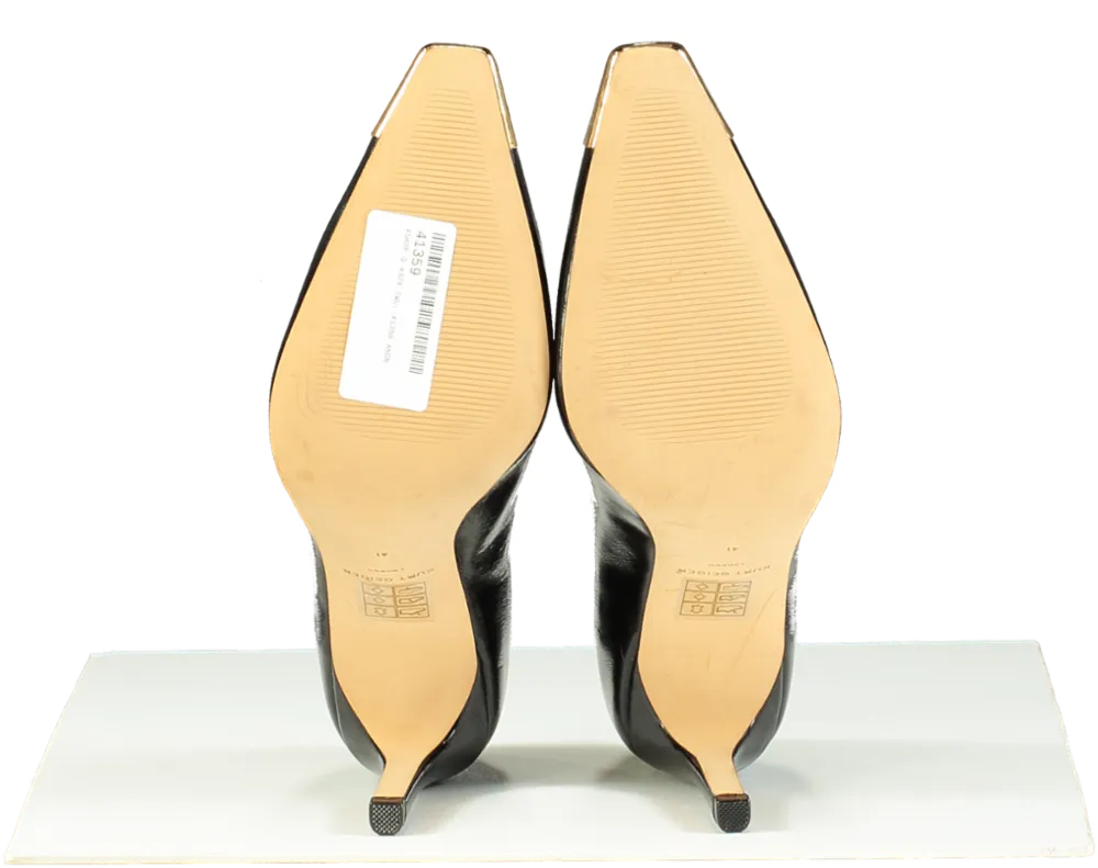 Kurt Geiger Black Patent Leather regent court heel with Gold Cap Toe EU 41 UK 8