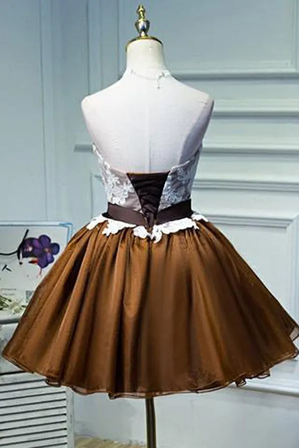 Lace Bowknot Short Prom Dress, Cheap Homecoming Dress,Party Dress for Girls, SH94