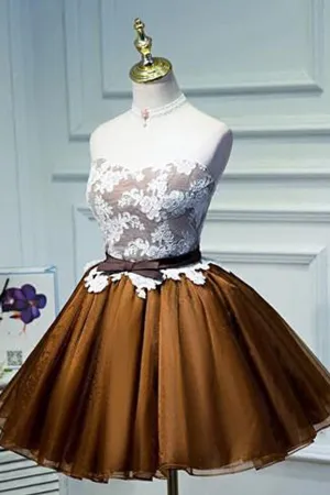 Lace Bowknot Short Prom Dress, Cheap Homecoming Dress,Party Dress for Girls, SH94