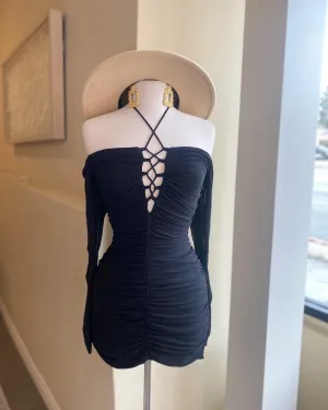 Lace Up Long Sleeve Dress