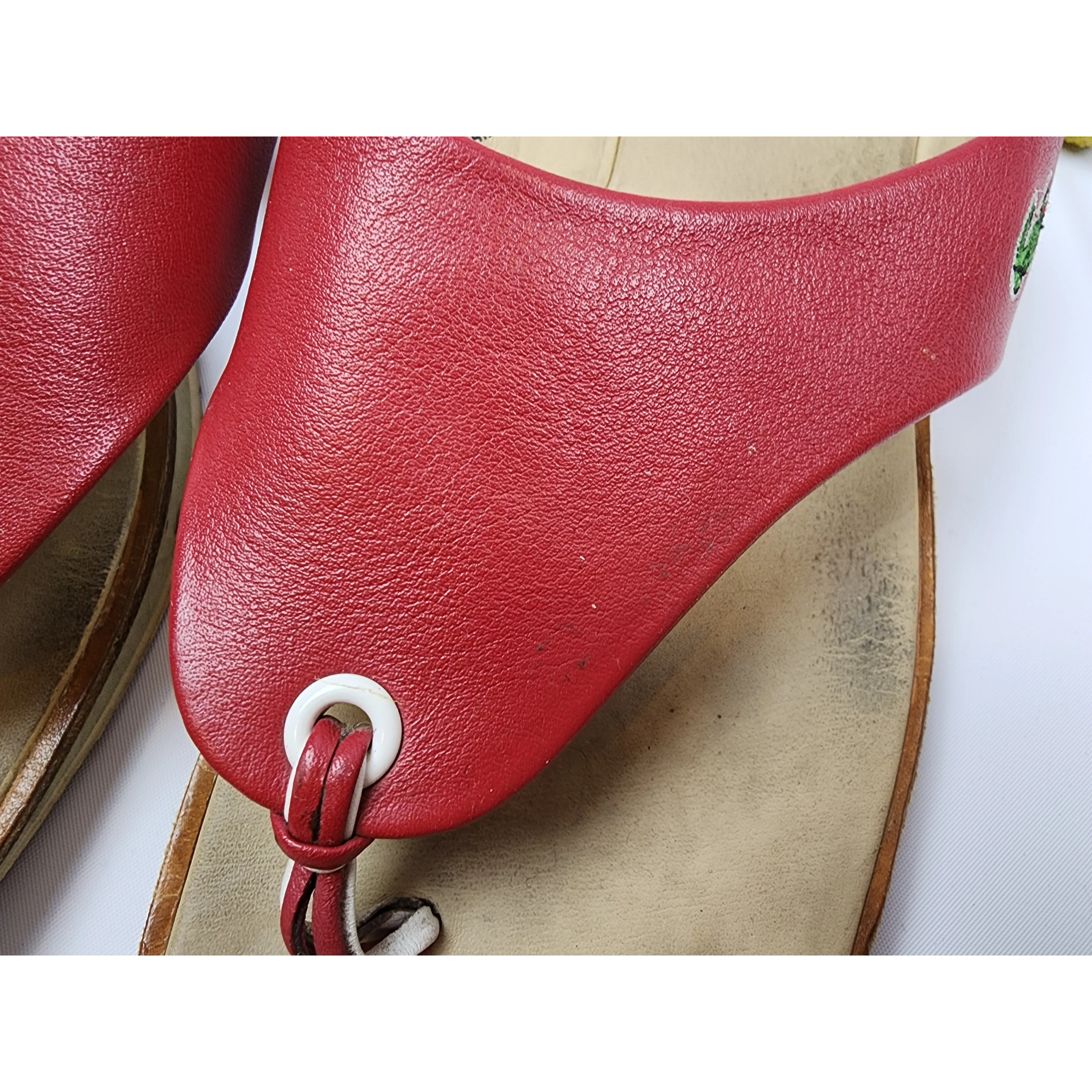 Lacoste red leather thongs "Opal" style size 39.5