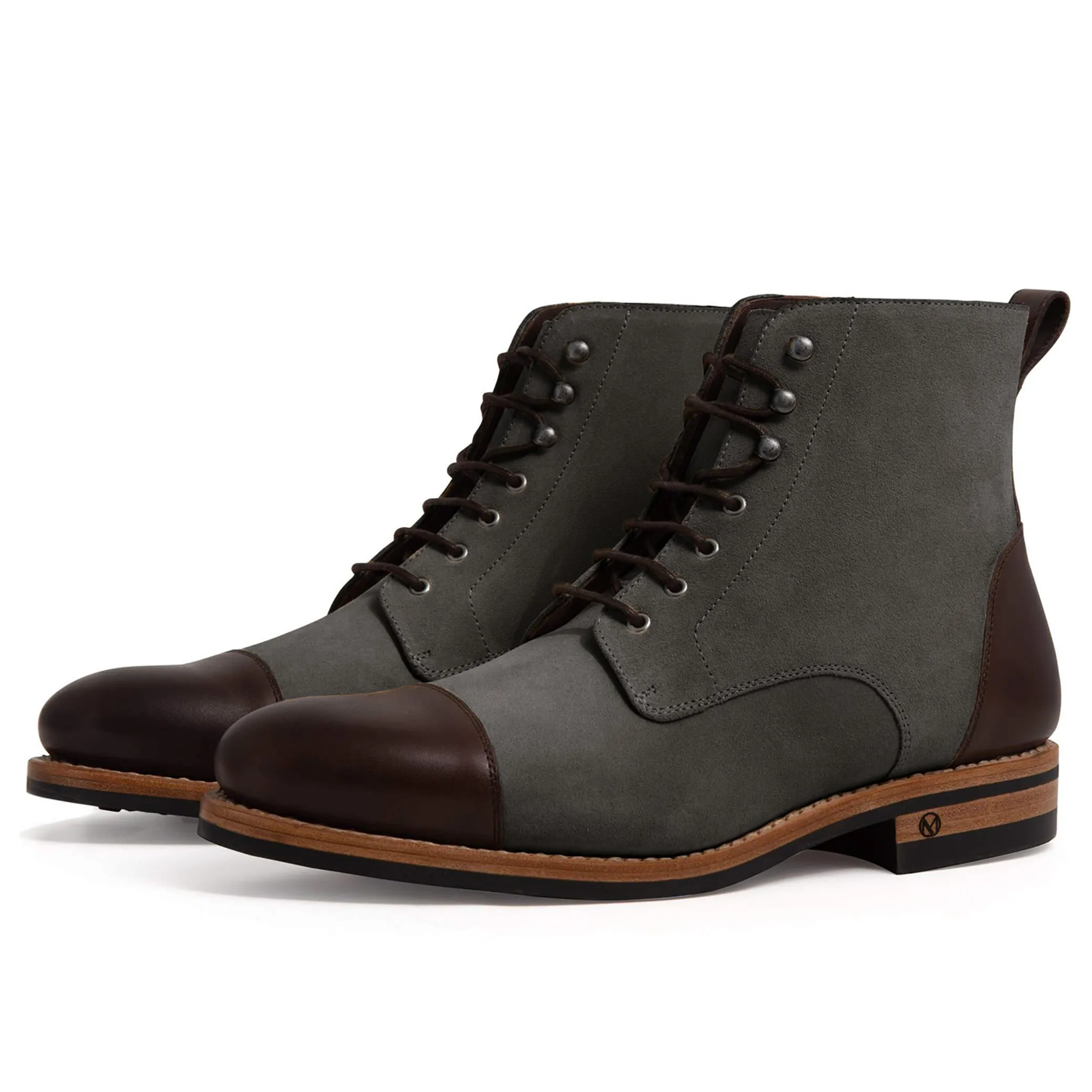 Logan Boot Grey Suede and Dark Brown