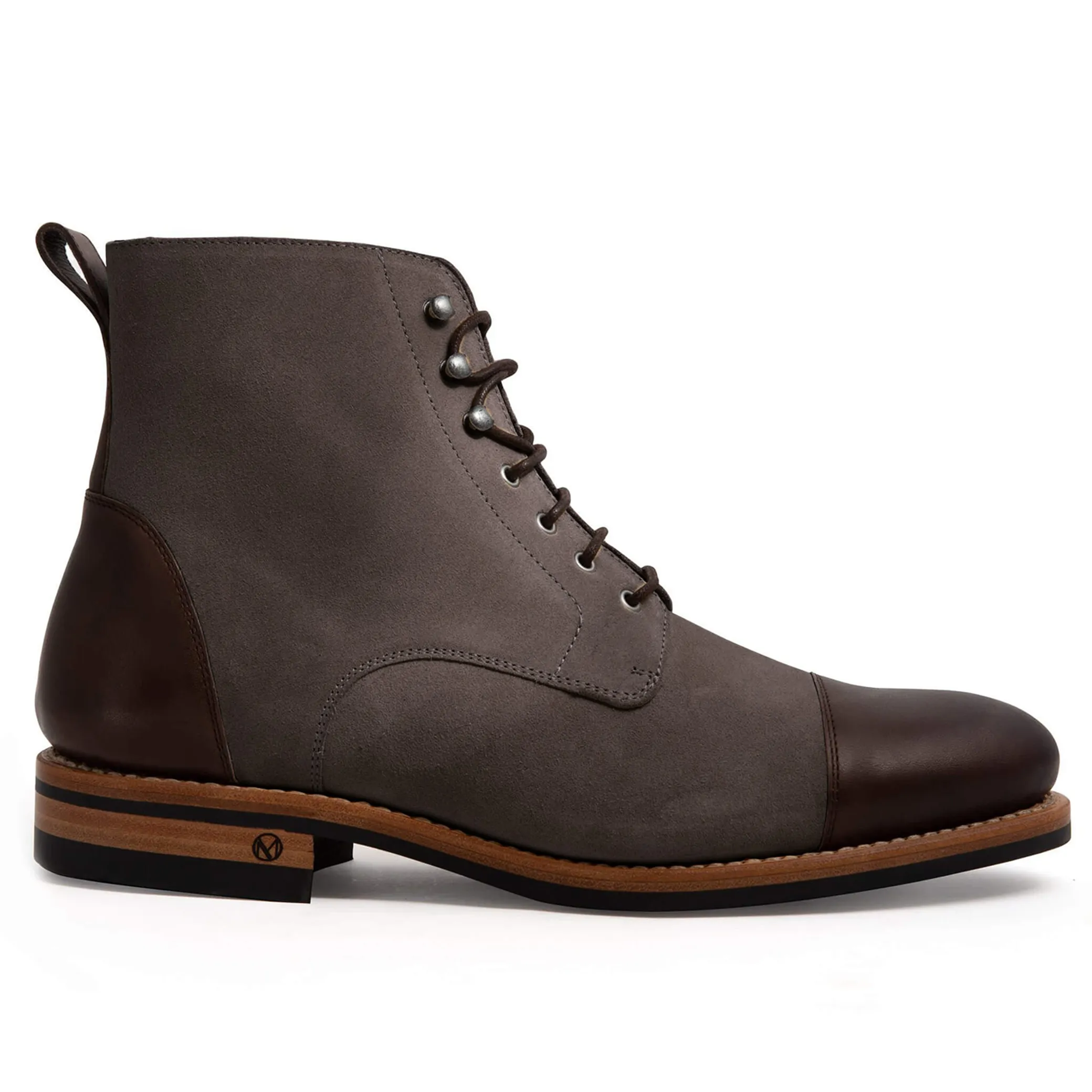Logan Boot Grey Suede and Dark Brown
