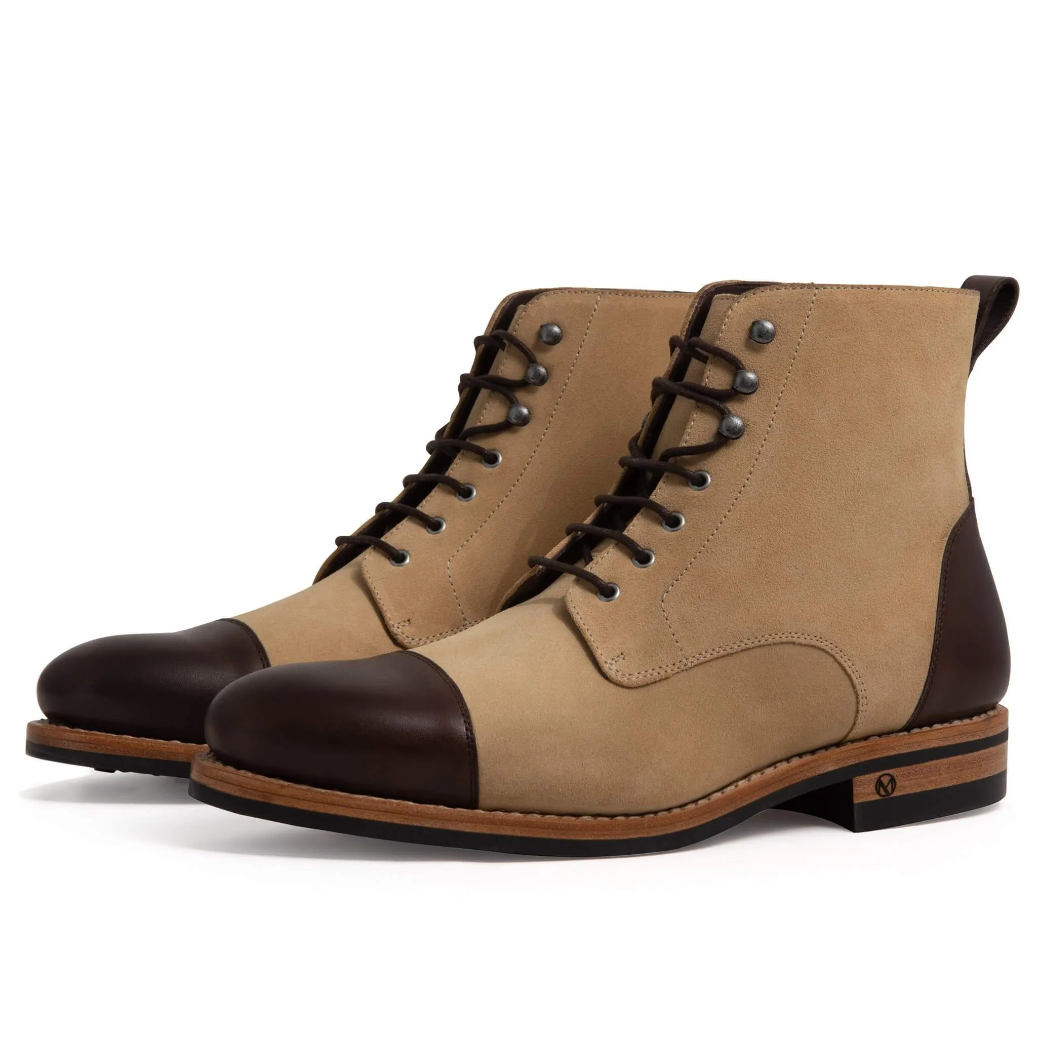 Logan Boot Sand Suede and Dark Brown