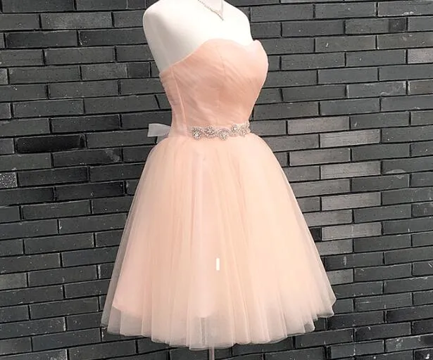 Lovely Handmade Pearl Pink Homecoming Dress, Lace-up Short Prom Dress