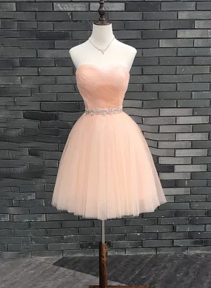 Lovely Handmade Pearl Pink Homecoming Dress, Lace-up Short Prom Dress