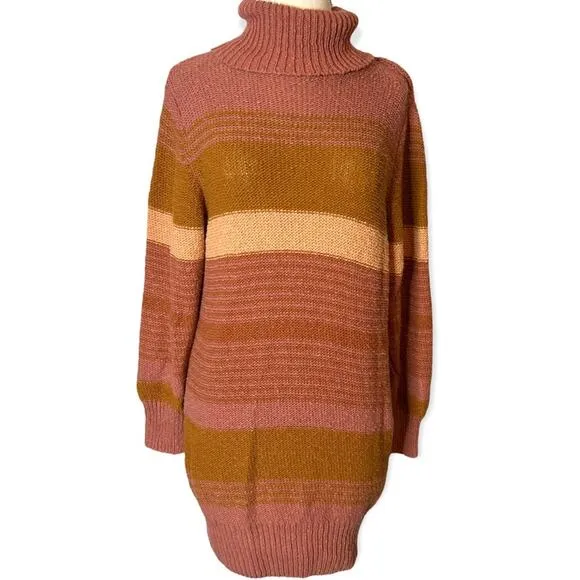 L*Space Jetsetter Sweater Dress Serape Stripe Chunky knit long sleeve turtleneck