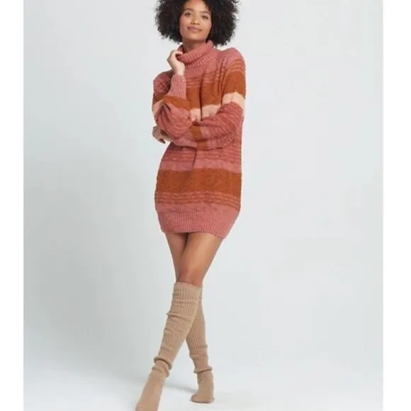 L*Space Jetsetter Sweater Dress Serape Stripe Chunky knit long sleeve turtleneck