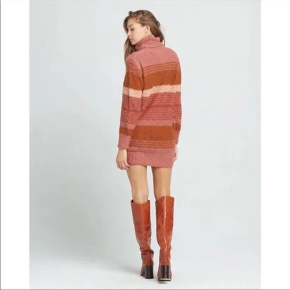 L*Space Jetsetter Sweater Dress Serape Stripe Chunky knit long sleeve turtleneck