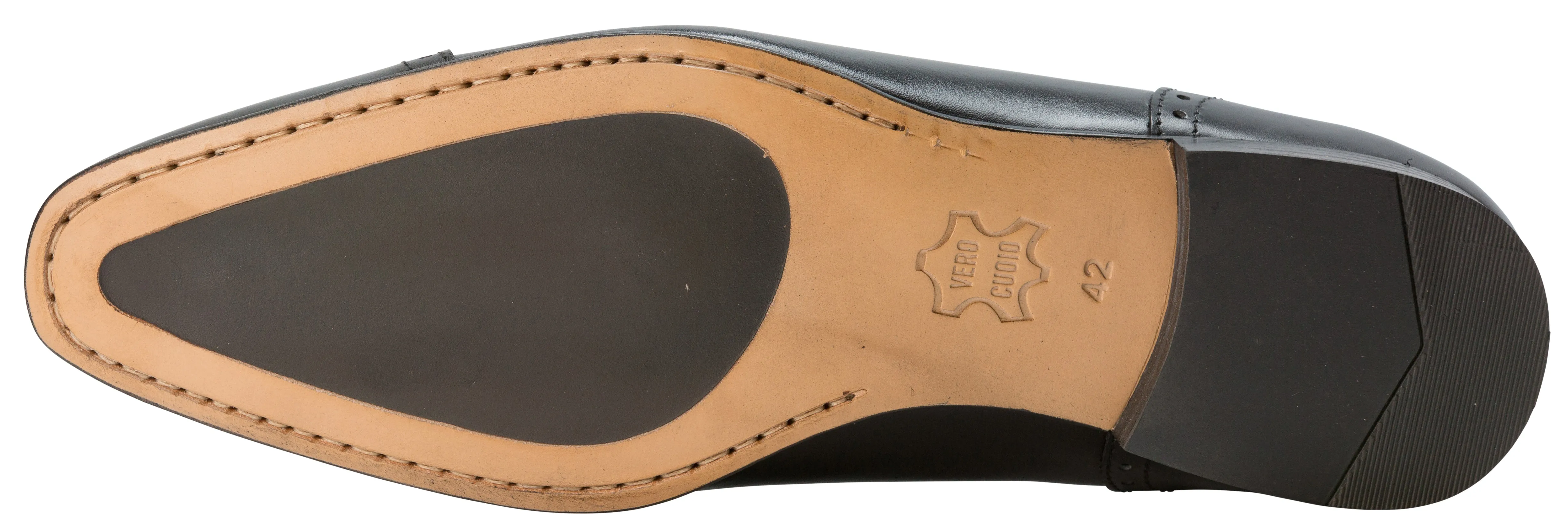 Luciana 6319 Black Leather Brogue Detailed Cap Toe Oxford