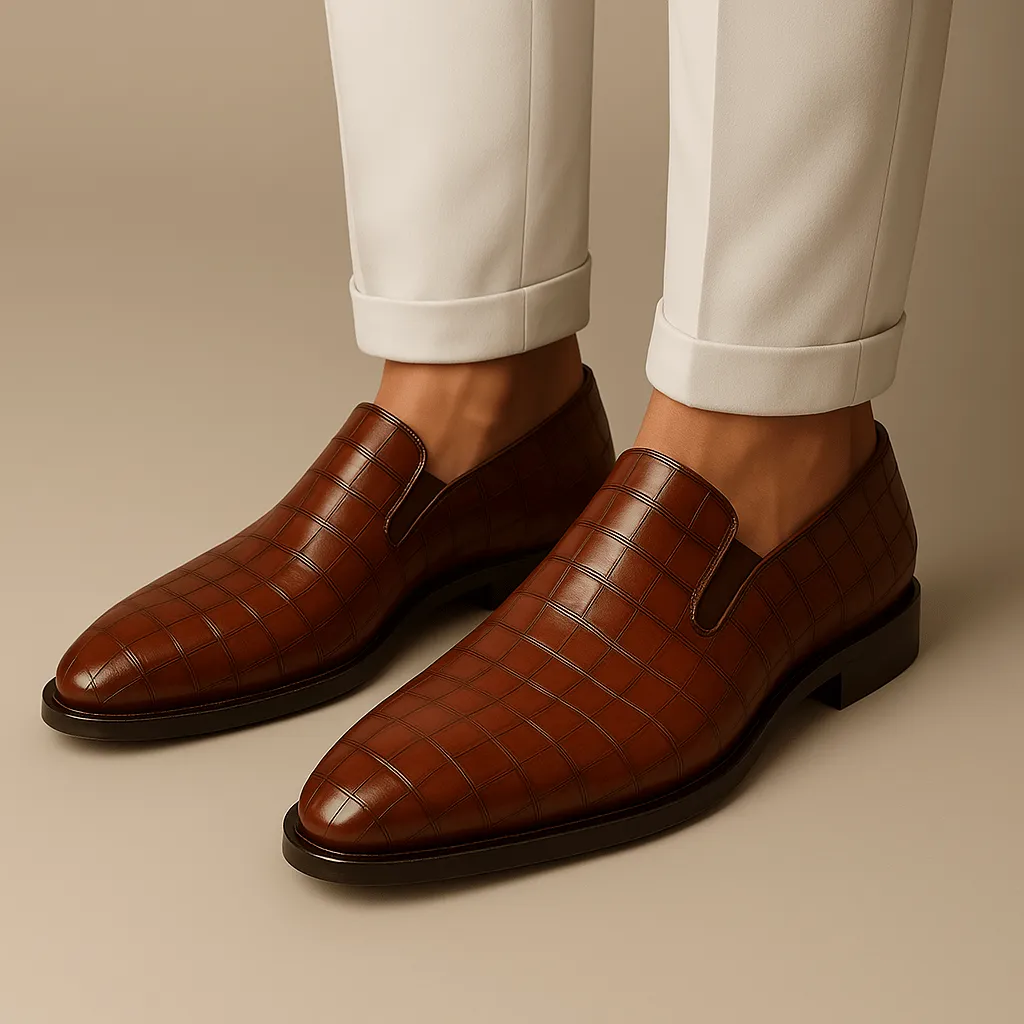LumiNovi | The Crocodile Strap Loafers