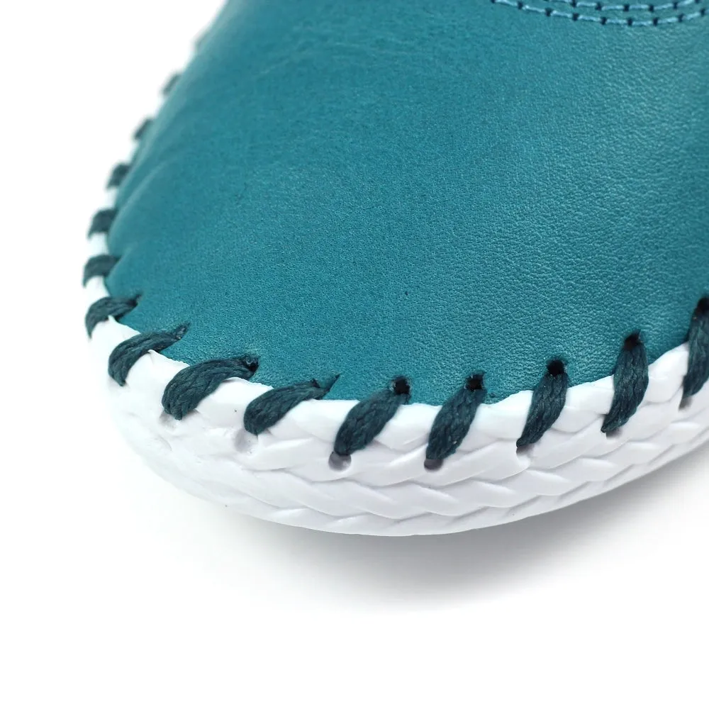 Lunar St Ives Teal Leather Plimsoll