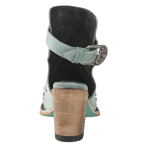 Lydiashoes Vintage Floral Embroidery Round Toe Ankle Bootie