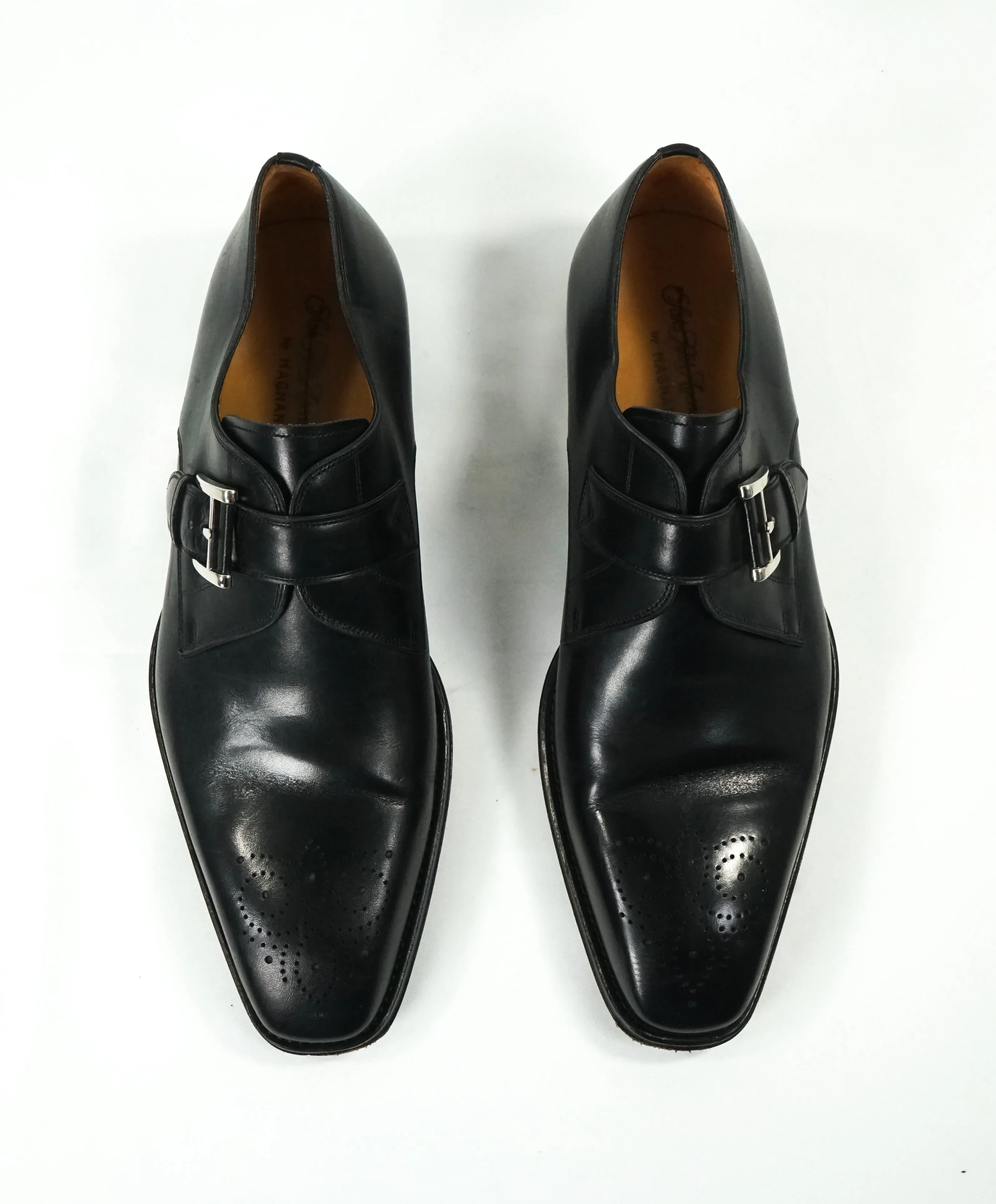 MAGNANNI - Single Monk Strap Loafers Brogue Tip Leather Sole - 11