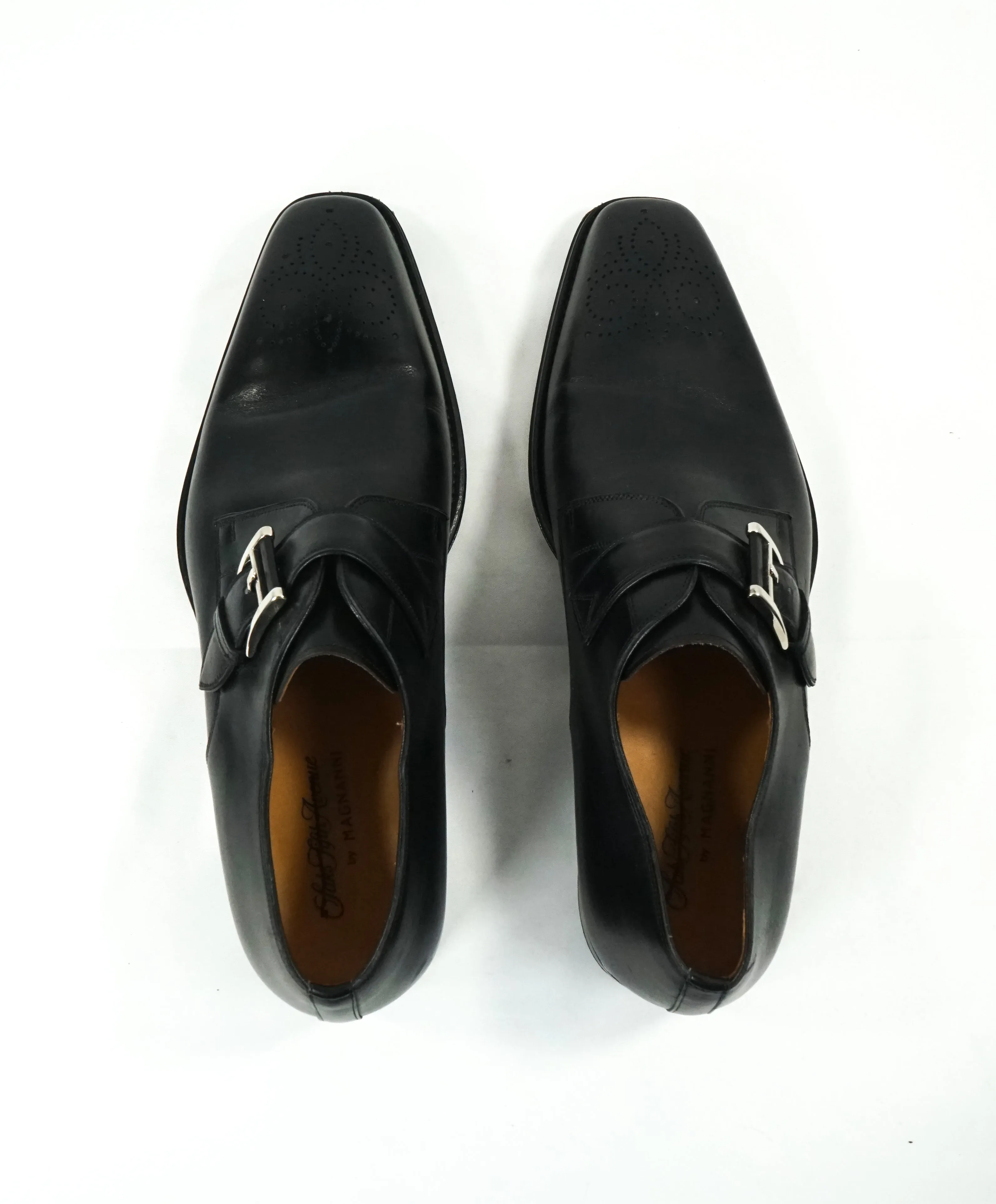 MAGNANNI - Single Monk Strap Loafers Brogue Tip Leather Sole - 11