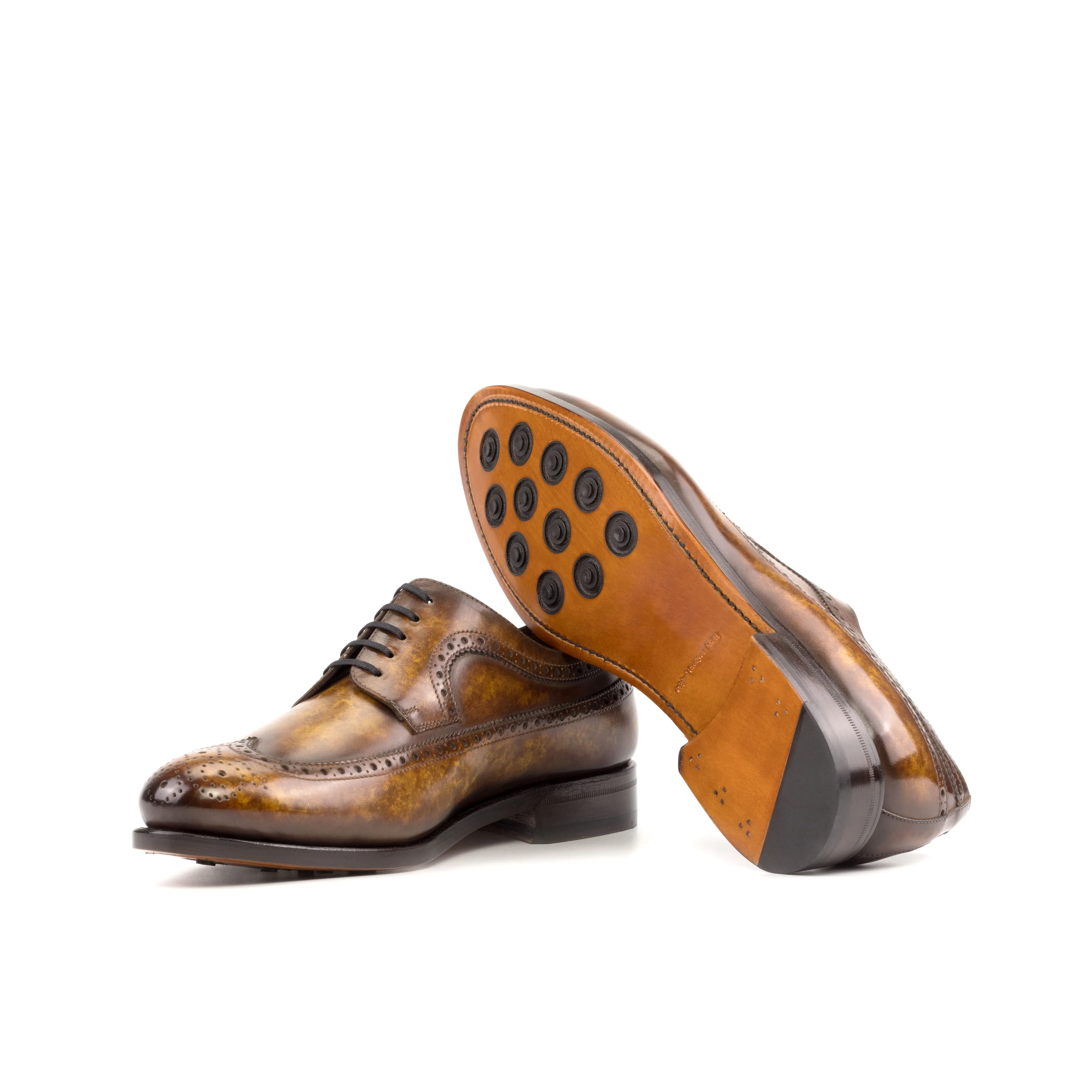 Marble Cognac Patina Leather Longwing Blucher