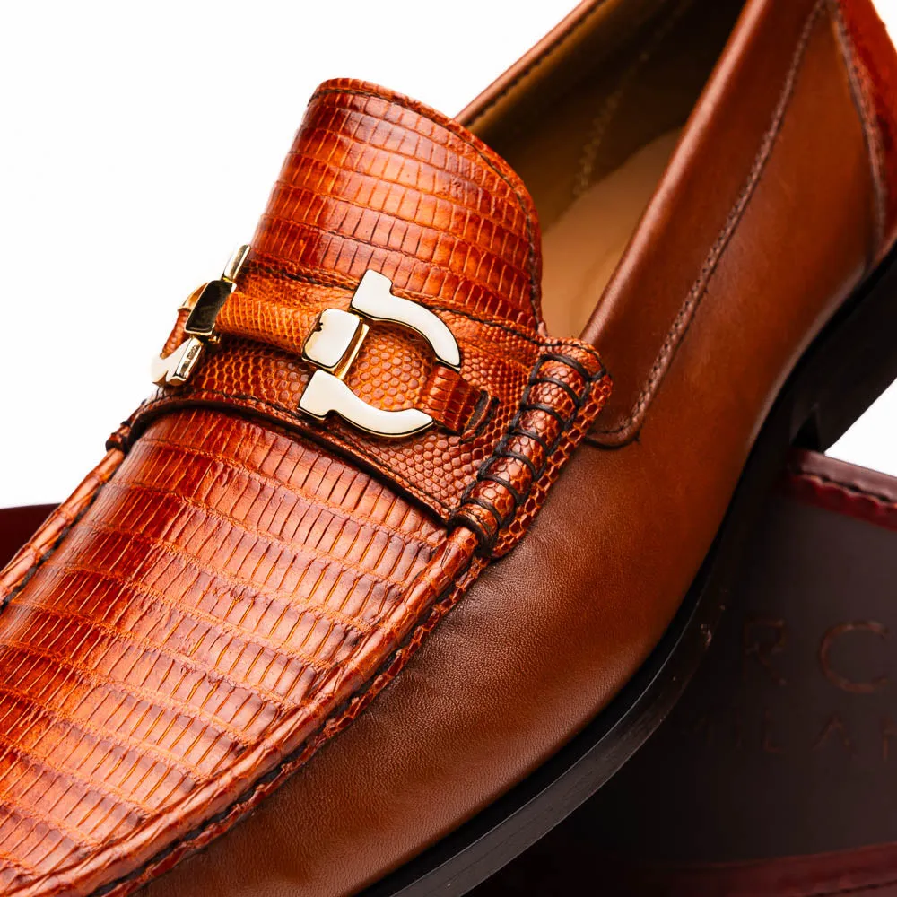 Marco Di Milano Enzo Cognac Lizard Bit Loafers