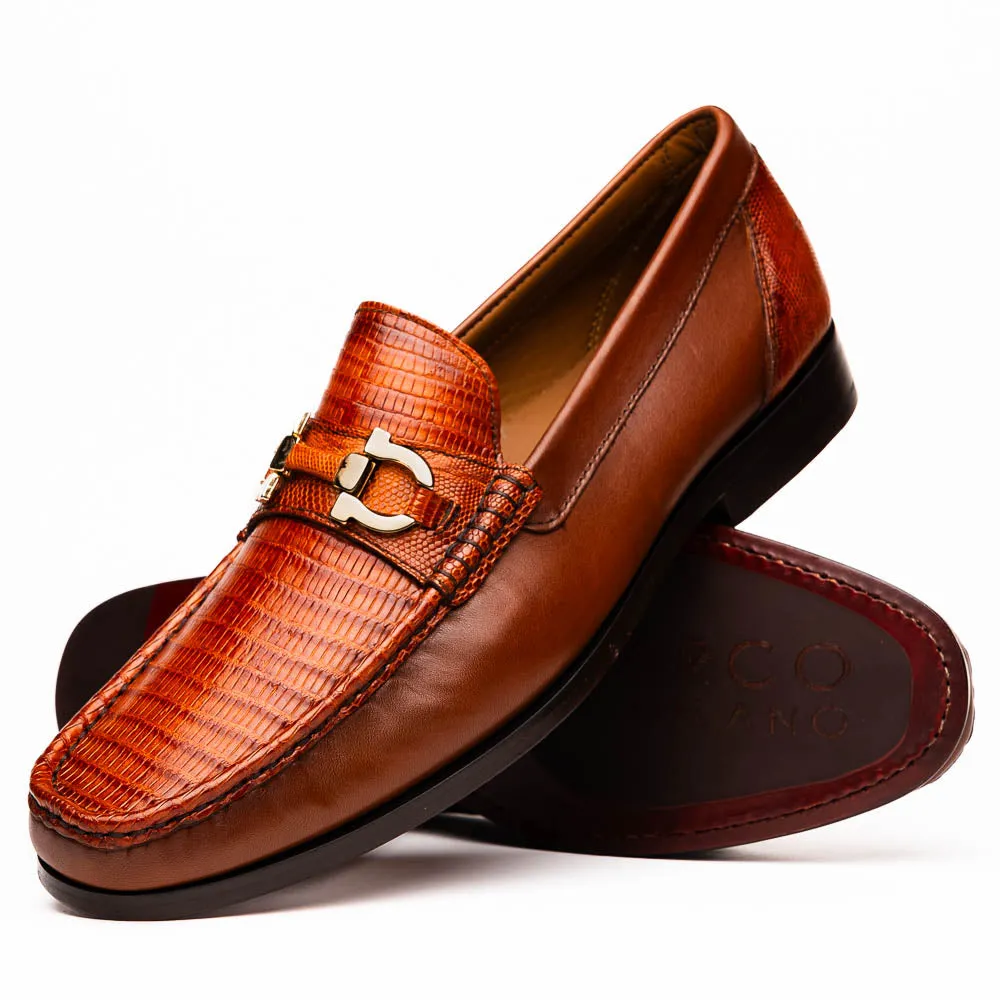 Marco Di Milano Enzo Cognac Lizard Bit Loafers