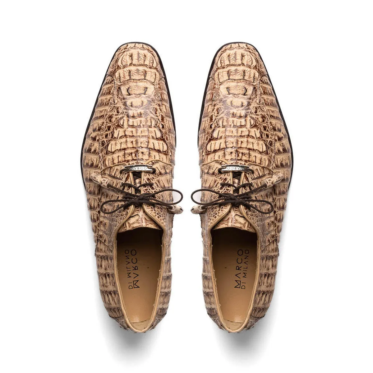 Marco Di Milano Mens Rustic Tan Caiman Gator Derby Apricena