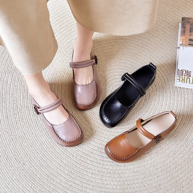 Mary Janes Women's Soft Leather Flat Comfortable Shoes