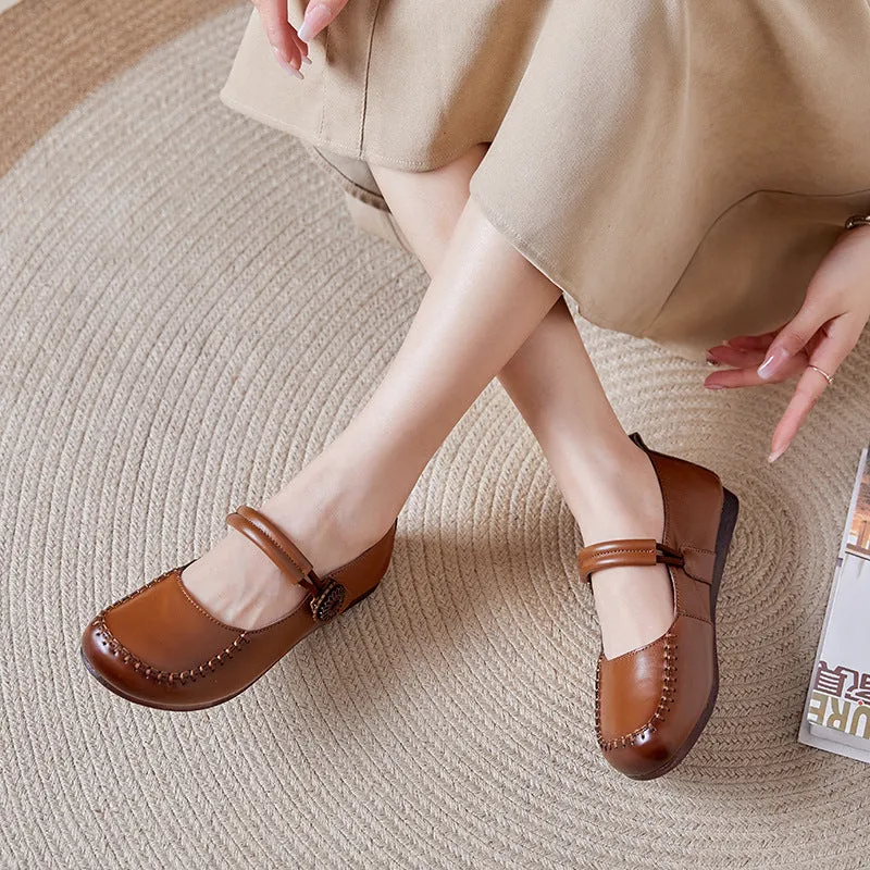 Mary Janes Women's Soft Leather Flat Comfortable Shoes