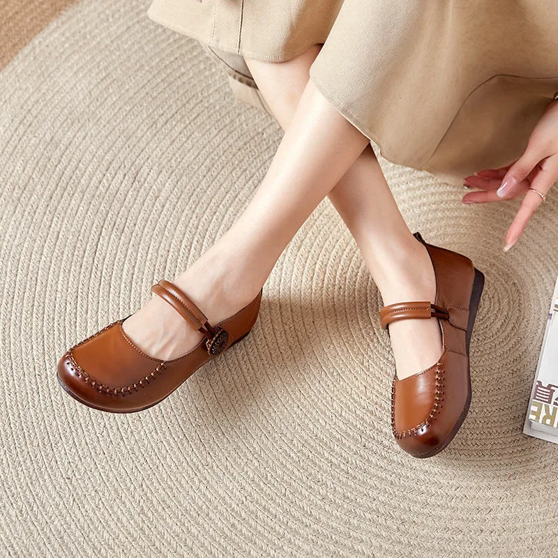 Mary Janes Women's Soft Leather Flat Comfortable Shoes