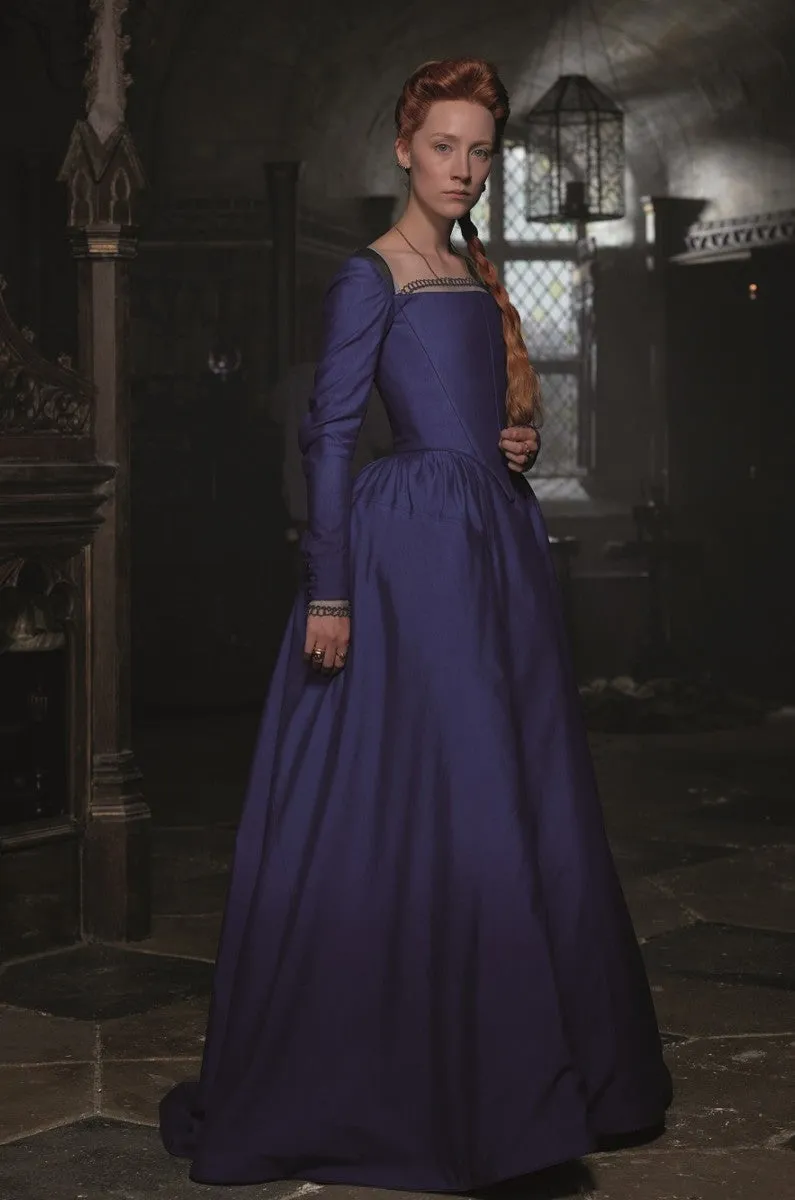 Mary Queen of Scots Saoirse Ronan Blue Dress Long Sleeve Corset Prom Dress