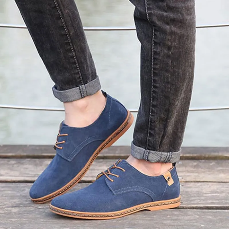 Men Casual Flat Lace-up Leather Sneakers Shoes