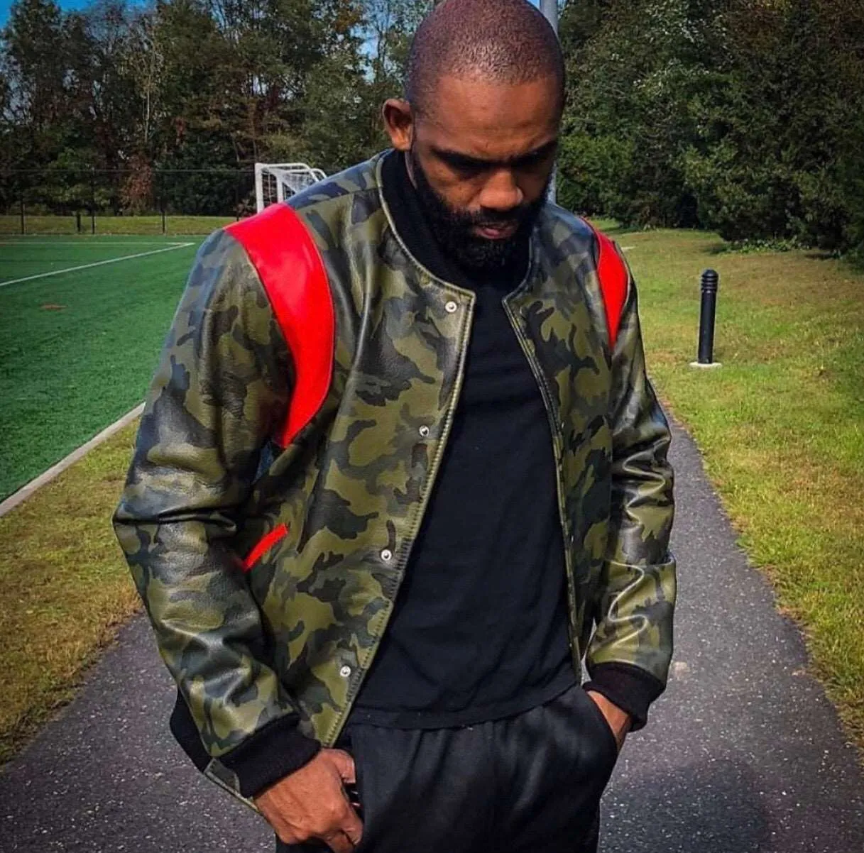 Men's Custom Made Camouflage Leather Jacket