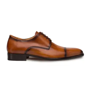 Mens Mezlan Republic Calfskin Cap Toe Blucher Dress Shoe in Tan