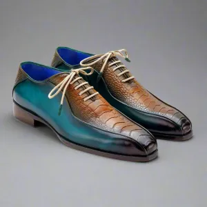 Mens Shoes Exotic Ostrich Leg Bicycle Toe Oxfords - Formal Shoes