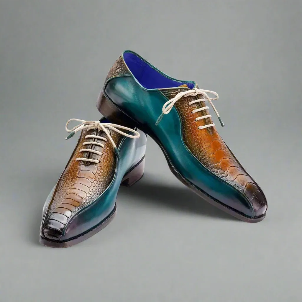 Mens Shoes Exotic Ostrich Leg Bicycle Toe Oxfords - Formal Shoes