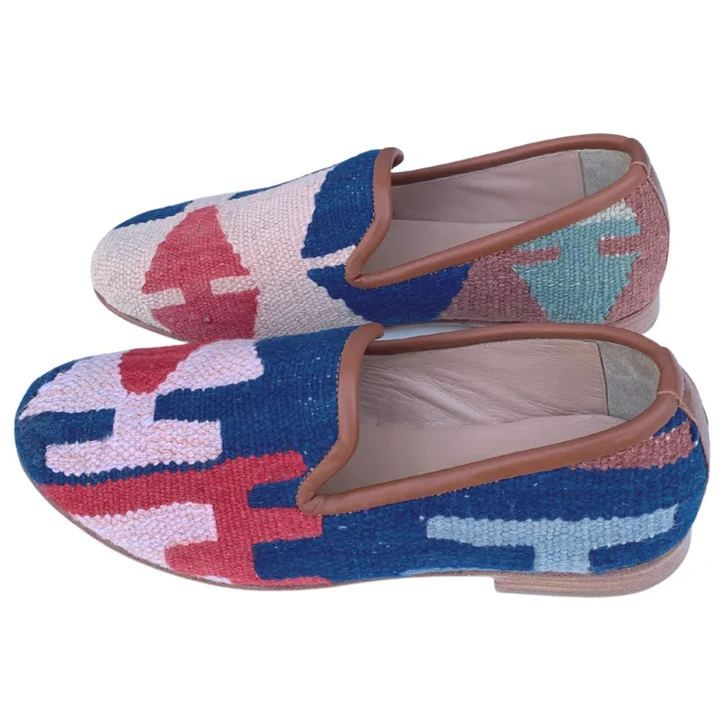 Men's Turkish Kilim Loafer Blue & Pink