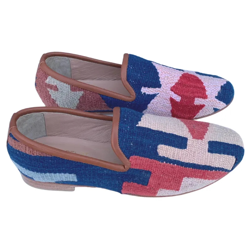 Men's Turkish Kilim Loafer Blue & Pink