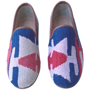 Men's Turkish Kilim Loafer Blue & Pink