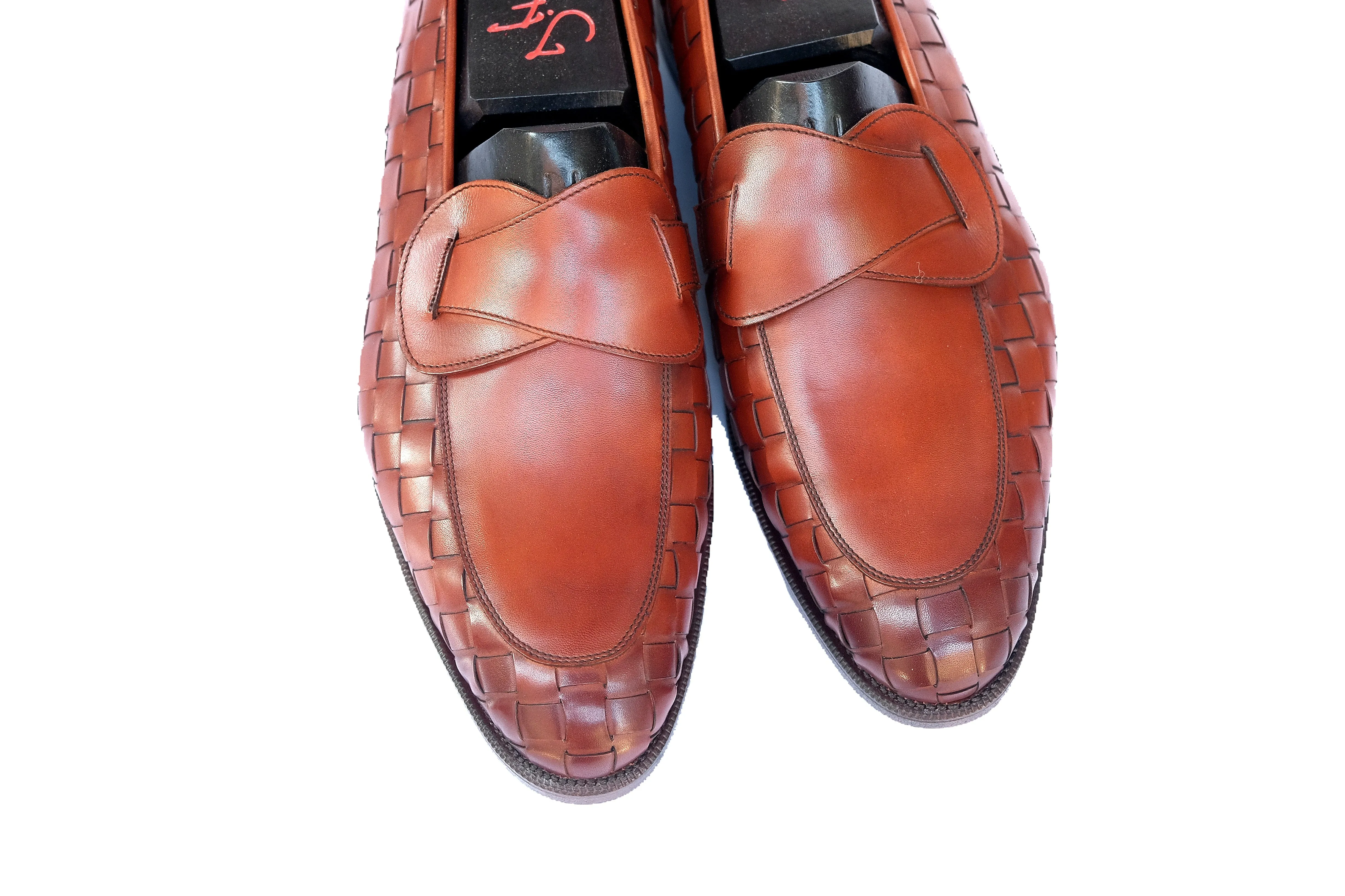 Meridian - MTO - Braided Auburn Calf / Auburn Calf - TMG Last - Single Leather Sole