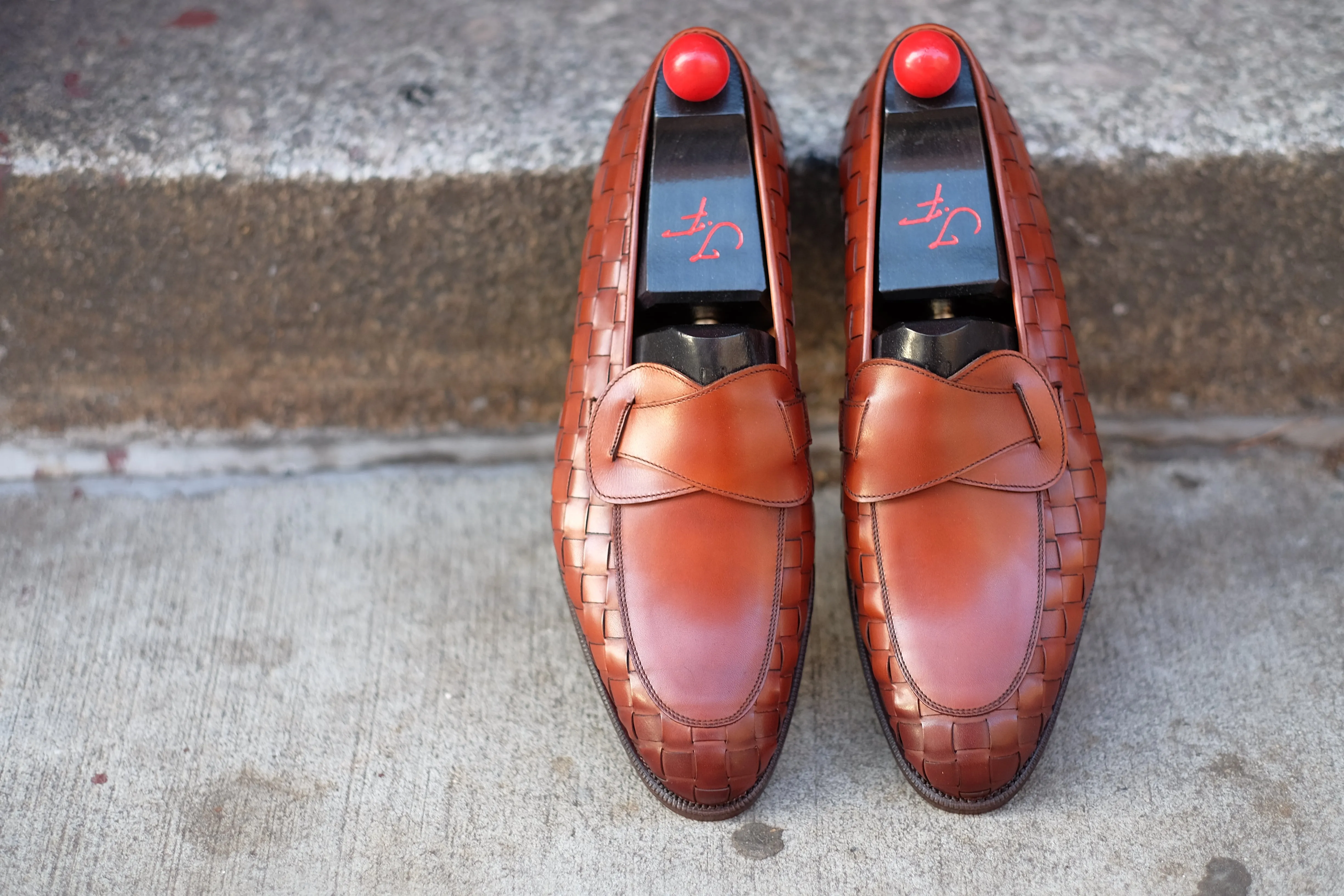 Meridian - MTO - Braided Auburn Calf / Auburn Calf - TMG Last - Single Leather Sole