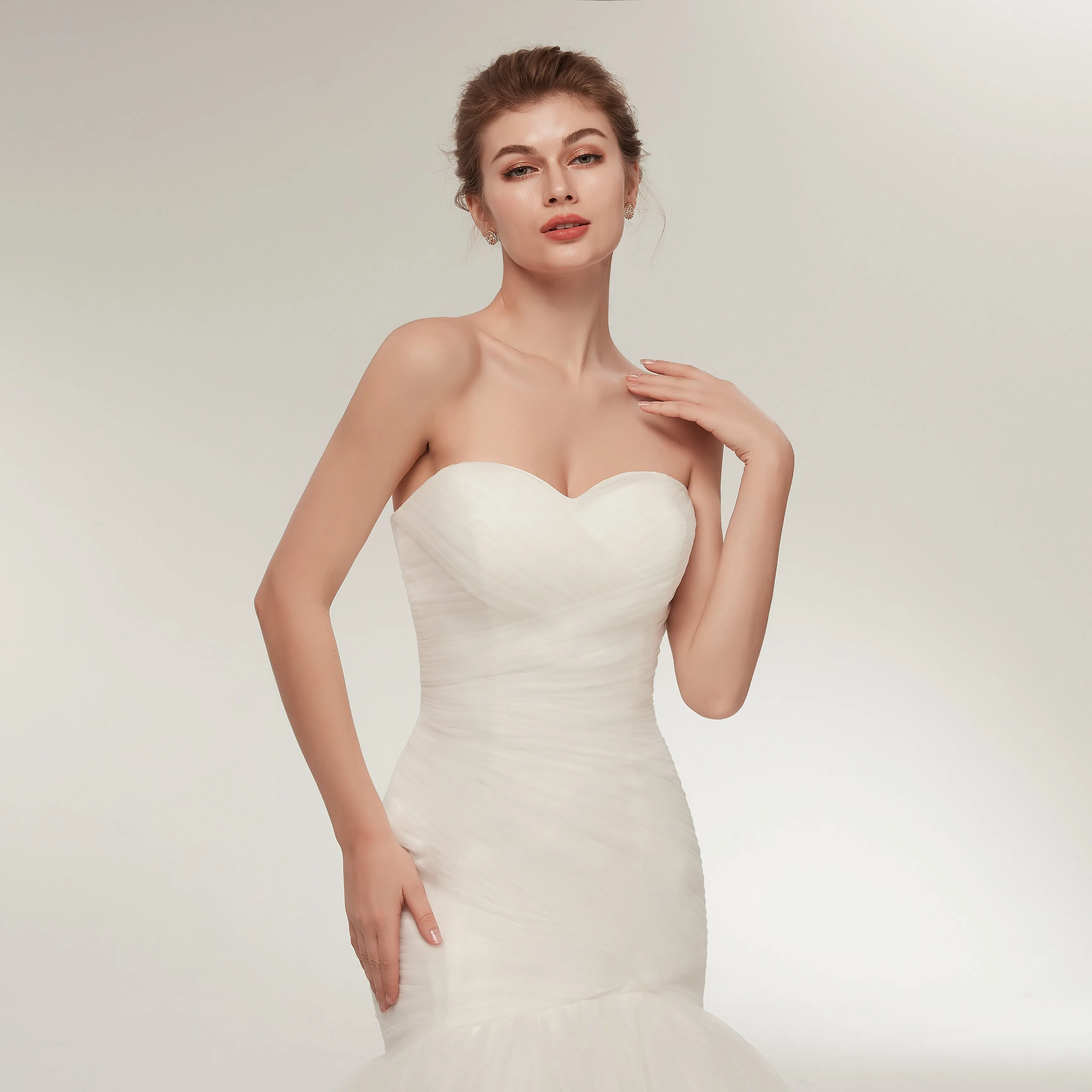 Mermaid Sweetheart Lace up Back Wedding Dresses With Pleats, WD0462