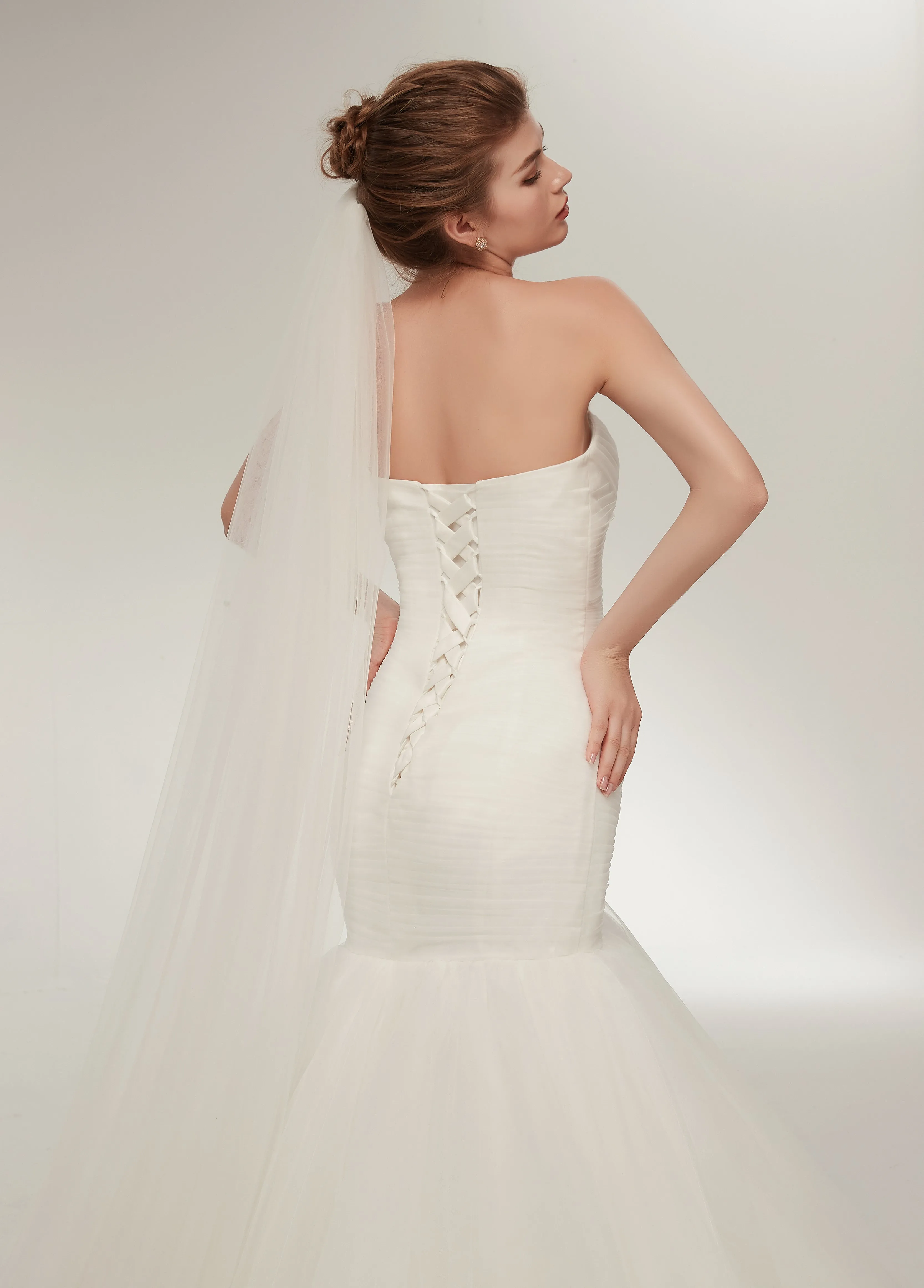 Mermaid Sweetheart Lace up Back Wedding Dresses With Pleats, WD0462