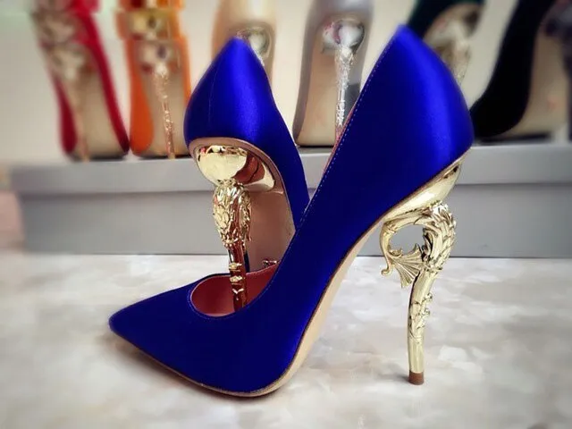 Metal Hippocampus Heels Pumps Gold Heels