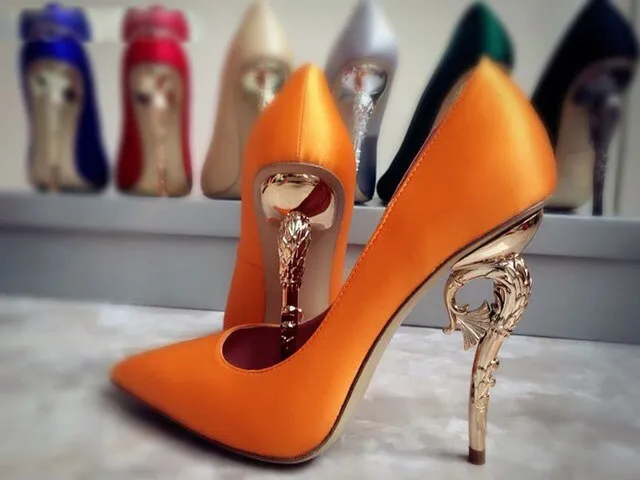 Metal Hippocampus Heels Pumps Gold Heels