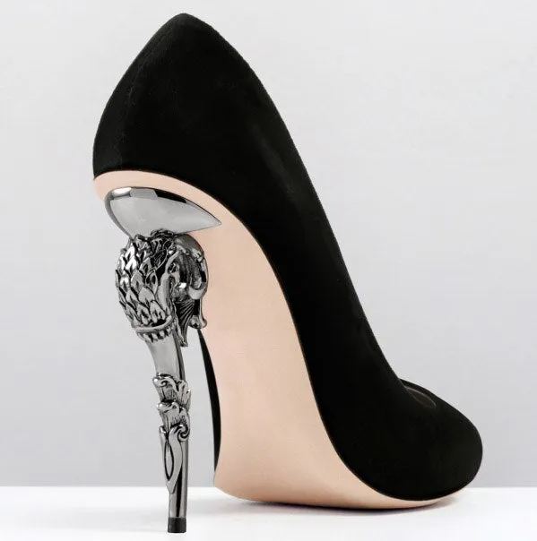 Metal Hippocampus Heels Pumps Gold Heels