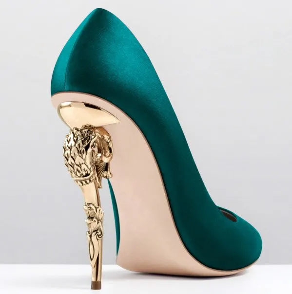 Metal Hippocampus Heels Pumps Gold Heels